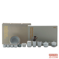 JD Tea Set Complete, Set Ru Kiln Kung Fu Teaware Cup Teapot High-Grade Moon White 18-Piece [Gift Box]