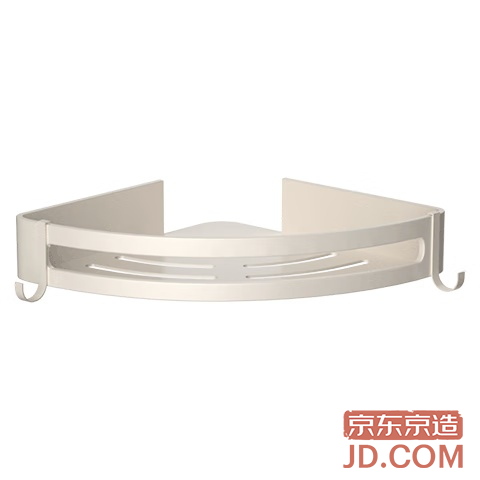 JD Cream Series No-drill Triangle Basket Space Aluminum Adhesive Bathroom Storage Wall-mounted Hook Corner Shelf
