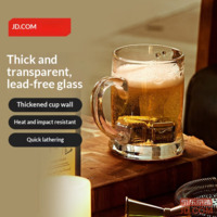 JD Beer Glass Set of 2, Nordic Style Craft Beer Mug, Juice Glass with Handle, Iced Cup 392ml