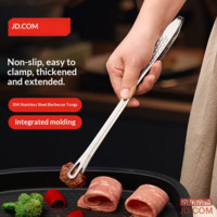 JD Clip, Kitchen Steak BBQ Tongs, 304 Stainless Steel, Home Use, Extra Long Anti-Scald
