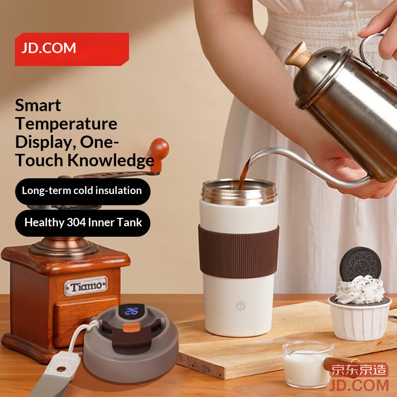 JD Insulated Mug [Smart Temp Display] Stainless Steel Coffee Cup for Men and Women 500ml