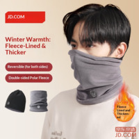 JD Fleece Lined Thick Scarf Mask, Windproof, Dustproof Hat, Unisex Headscarf, Black & Gray