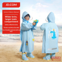 JD Children's Raincoat with Large Backpack Space, Boys Girls Full Body Raincape Blue 3XL