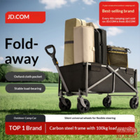 JD Outdoor Camping Cart, Two-Way Folding Wagon for Picnic, Stall Trip, Graphite Black DF