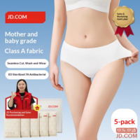JD 7A Antibacterial Disposable Underwear for Women, Seamless, Breathable, No-Wash, Travel, 5-Pack, XL