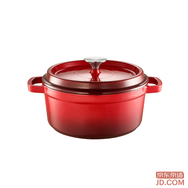 JD Enamel Pot Cast Iron Soup Stew Low-pressure Seafood Pot Cooker Housewarming Gift 24cm Gradient Red