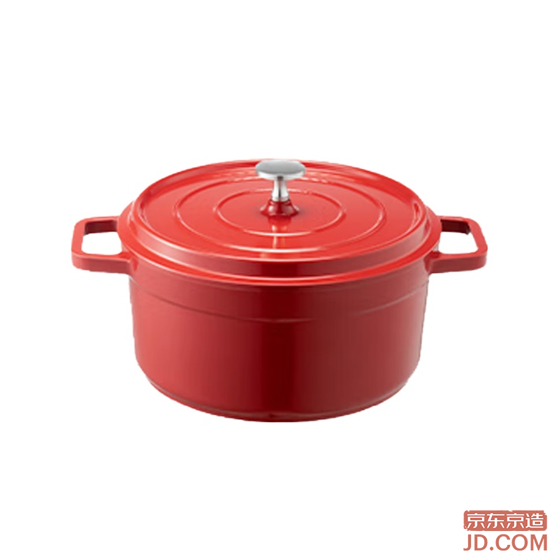 JD Ceramic Enamel Pot Soup Stew Pot Micro-pressure Seafood Cooker Housewarming Gift 24cm Red