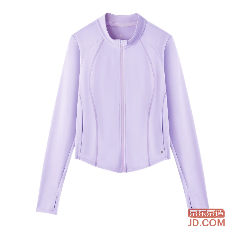 JD UPF800+ Women's Knit Cooling Sunscreen Sport Jacket Light Lavender Purple - Stand Collar M