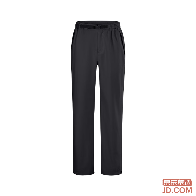 JD outdoor windproof waterproof pants for men and women, loose fit trekking pants, obsidian black, size L