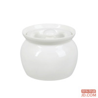 JD Braising Pot [Traditional Crock] Ceramic Steamer Egg Baby Food with Lid, Spoon Gift Crock 450ML White Set of 2