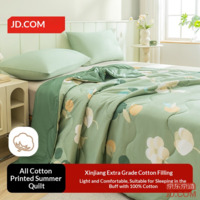 JD 100% Cotton Printed Summer Quilt A-Class Washable Air-Conditioning Quilt Little Green Tangerine 200*230cm