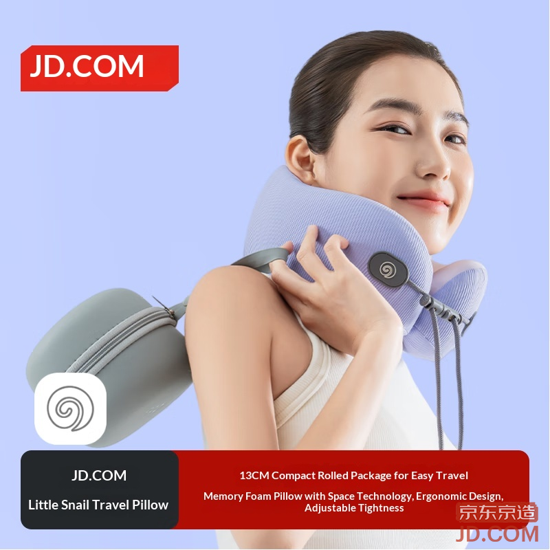 JD Little Snail Travel Pillow Aerospace Memory Foam U-Shaped Neck Pillow Portable Design Purple
