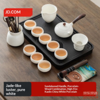 JD Complete Tea Set: Kung Fu Tea Set, Premium Jade Teapot, Teacup, Tray, Luxurious Set for Home