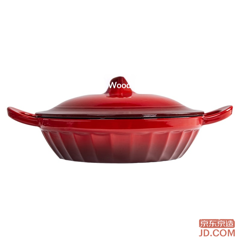 JD Enameled Cast Iron Pot, Soup Stew Seafood Cooker, Housewarming Gift 28cm Gradient Red