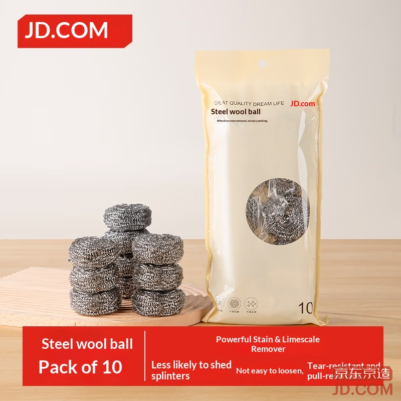 JD Steel Wool 410 Stainless Steel Kitchen Scourer Brush Pot Metal Cleaning Ball Affordable Non-Shedding [10 pcs]
