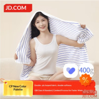 JD 400g Ultra Soft Cotton Bath Towel, A-Class, XL, Thick, Absorbent, Unisex, Blue Stripe