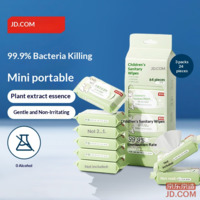 JD Kids Wipes 8pcs*24 pk No-Irritation 99.9% Antibacterial Wipes Portable