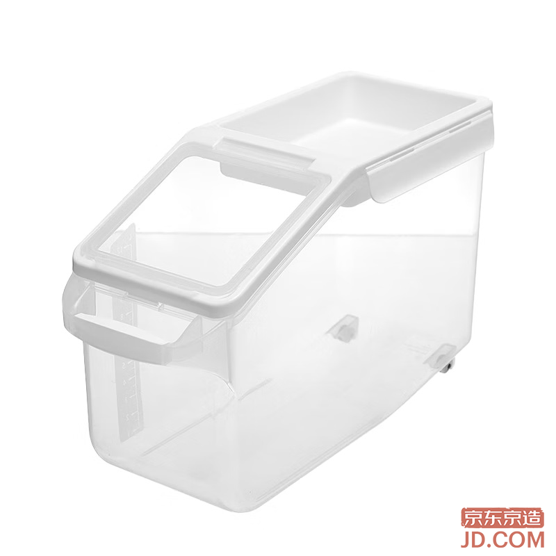 JD Antibacterial Rice Bucket, Insect-proof Food-grade Container for Grain Storage, Roller-equipped, 20-Jin Capacity