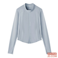 JD UPF800+ Women's Knit Cool Touch Sun Protection Jacket - Overcast Gray, Stand Collar, L