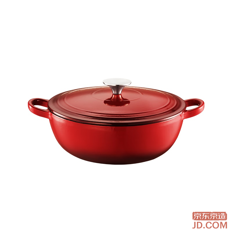 JD enamel pot cast iron soup pot stew pot pressure cooker seafood pot housewarming gift 24cm red