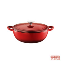 JD enamel pot cast iron soup pot stew pot pressure cooker seafood pot housewarming gift 24cm red