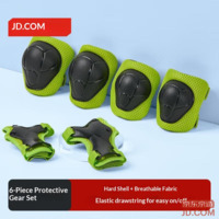 JD Kids Roller Skate Protective Gear Set, Knee Elbow Wrist Guards, Fluorescent Yellow