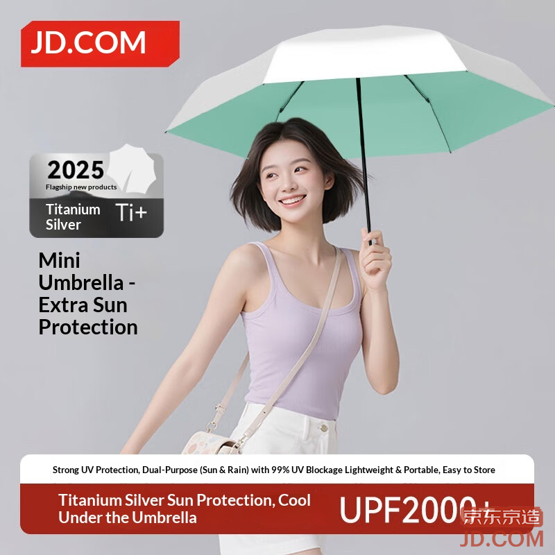 JD Small Silver Shield Capsule Umbrella UV Protection Rain/Sun Folding Umbrella Tiffany Blue
