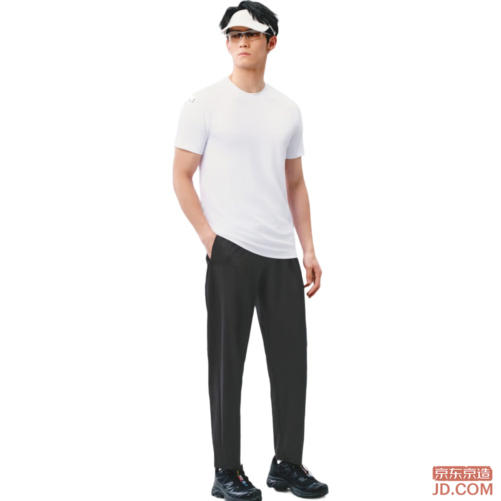 JD Quick-Dry Stretch Men's Pants Running Long Fitness Sports Woven Straight Sweatpants Black M