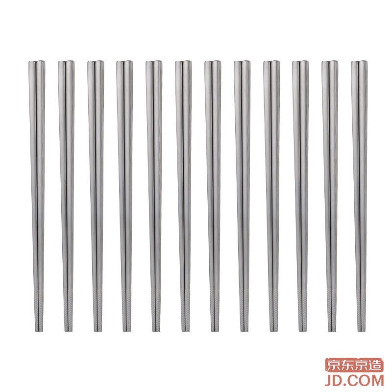 JD Chopsticks Titanium Healthy Stainless Steel Home Use Anti-Scald Anti-Slip [Antibacterial Mold Resistant] 12 Pairs Large Pack