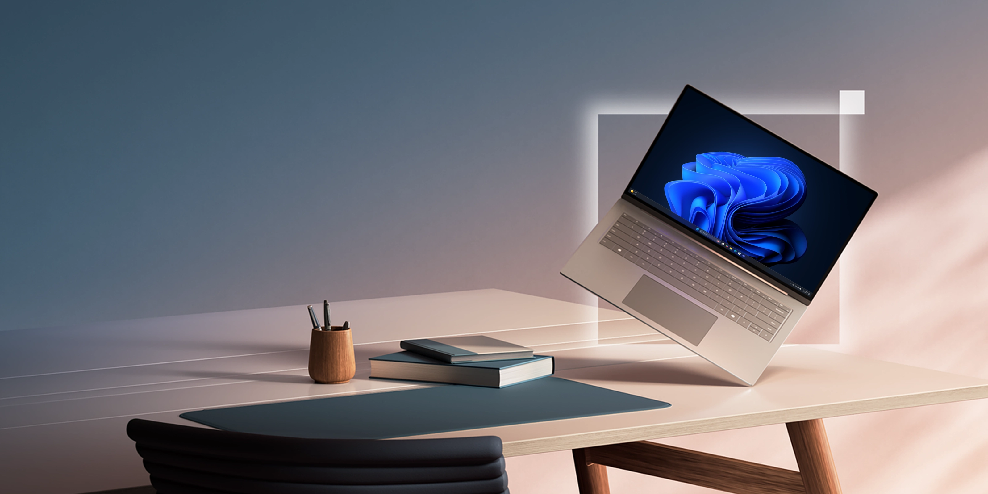Office desk with laptop